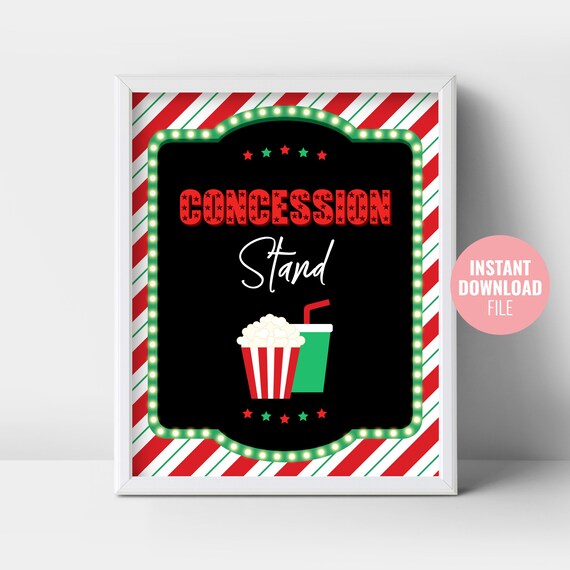 Printable Christmas Movie Night Sign Instant Download Holiday | Etsy