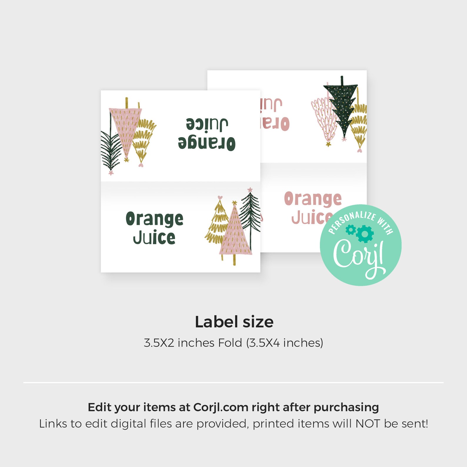 Editable Winter Wonderland Food Label Snow Tree Digital - Etsy