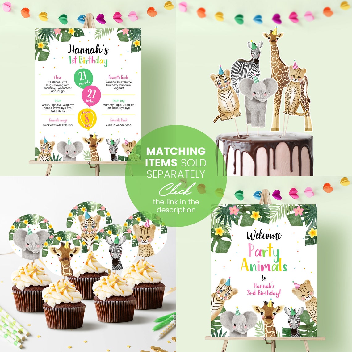 Printable Party Animals Birthday Sign Instant Download Jungle - Etsy