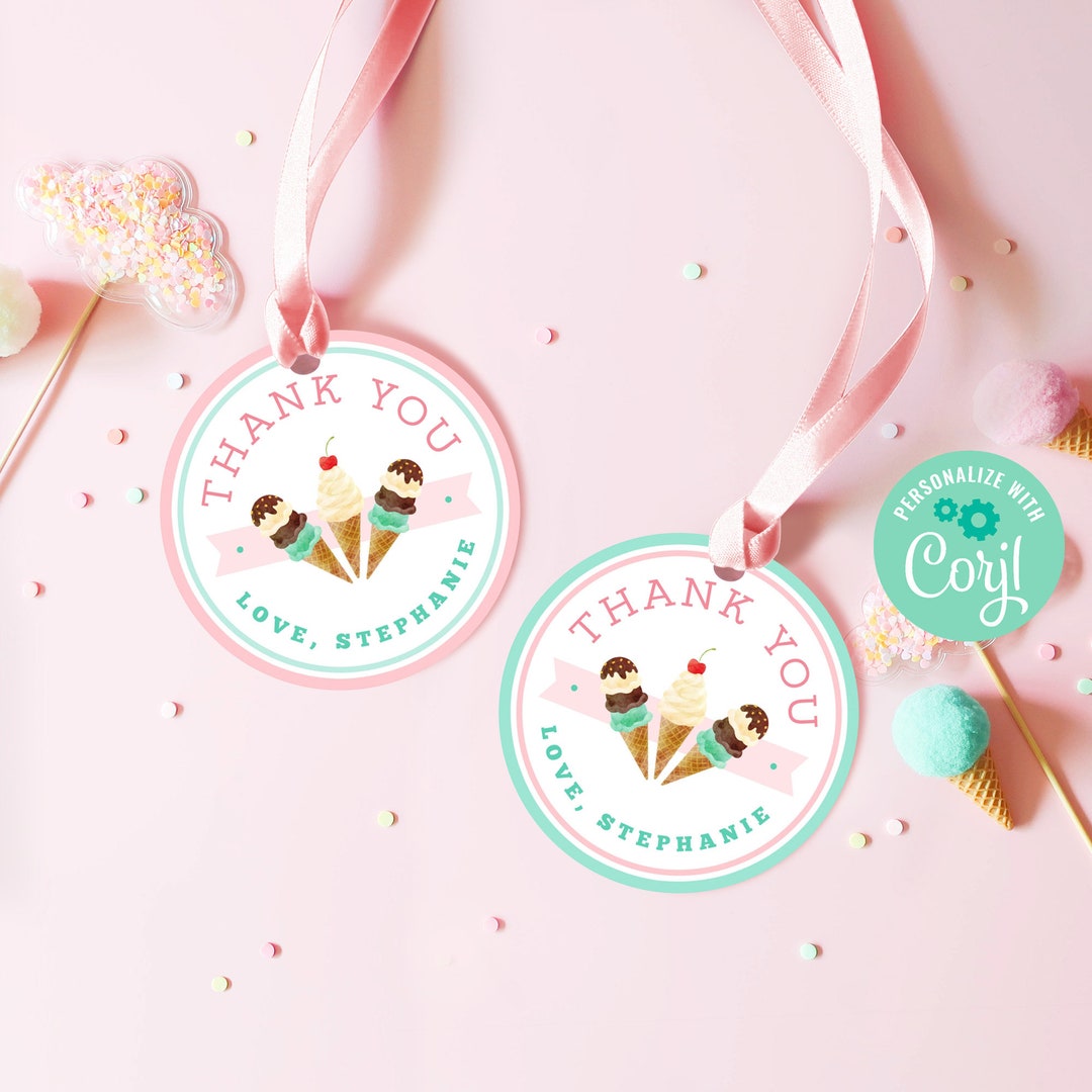 Editable Ice Cream Birthday Thank You Favor Tag Template Instant ...