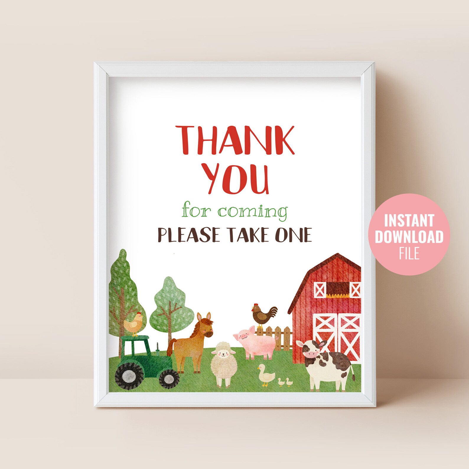 Printable Farm Animals Birthday Sign Instant Download Red - Etsy