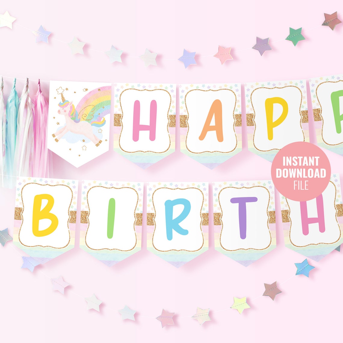 Printable Unicorn Birthday Banner Template Instant Download - Etsy