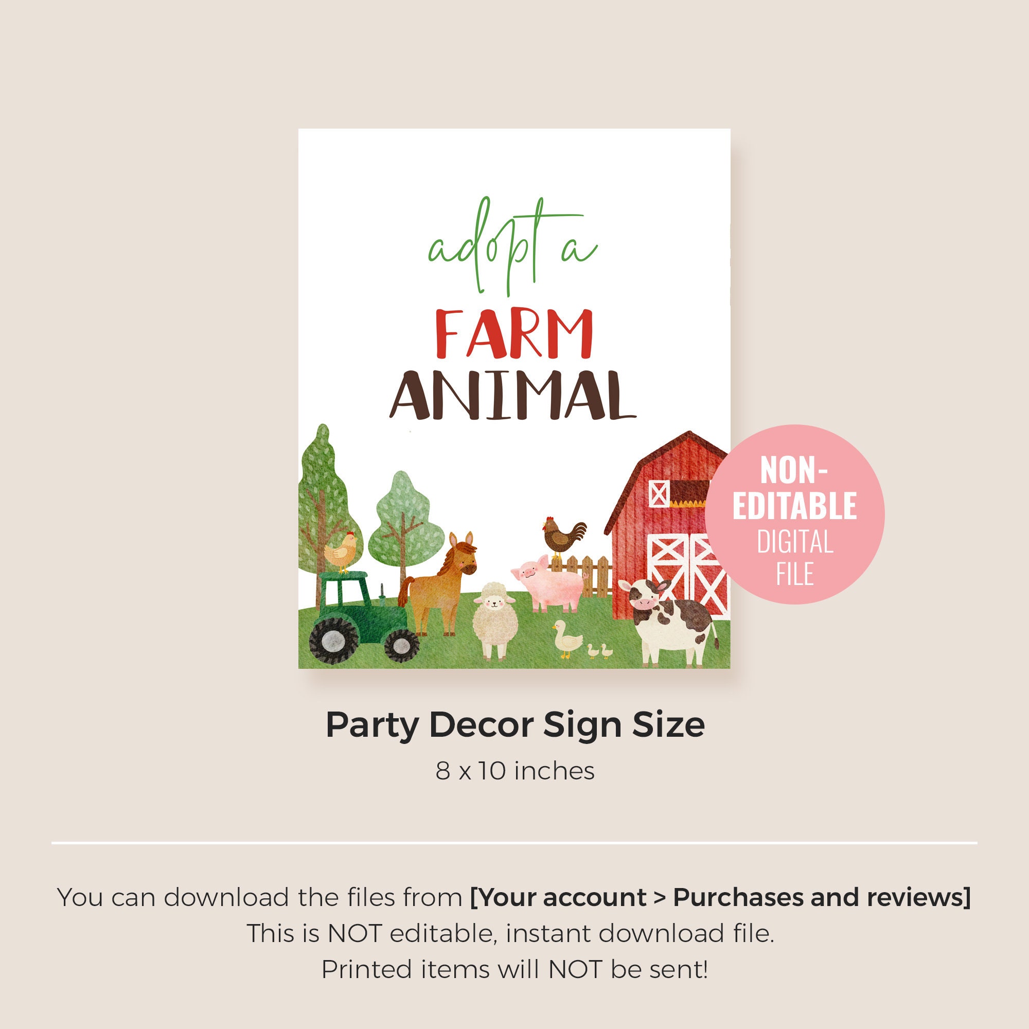 Printable Farm Animals Birthday Sign Instant Download Red - Etsy