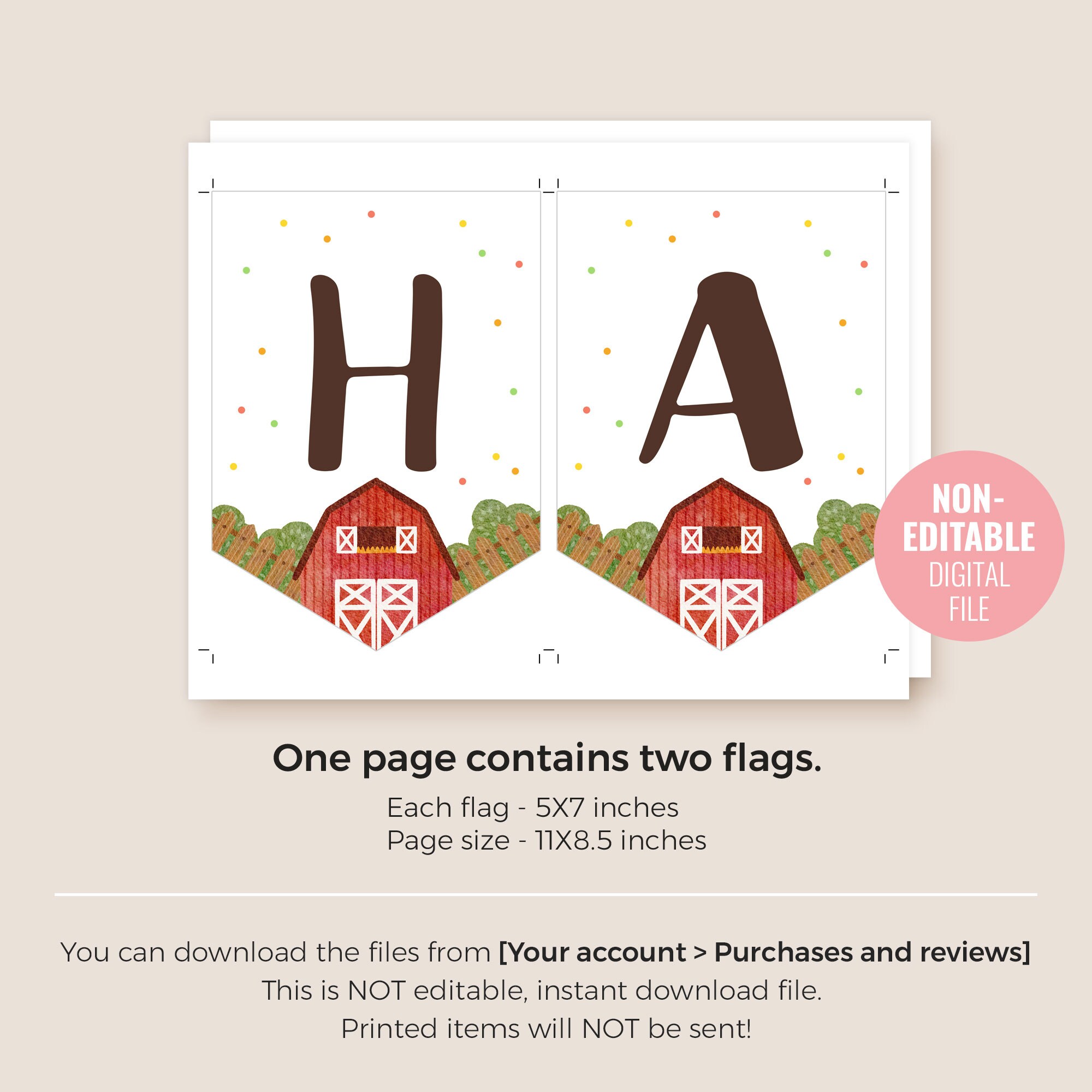 Printable Farm Animals Happy Birthday Banner Template Instant - Etsy