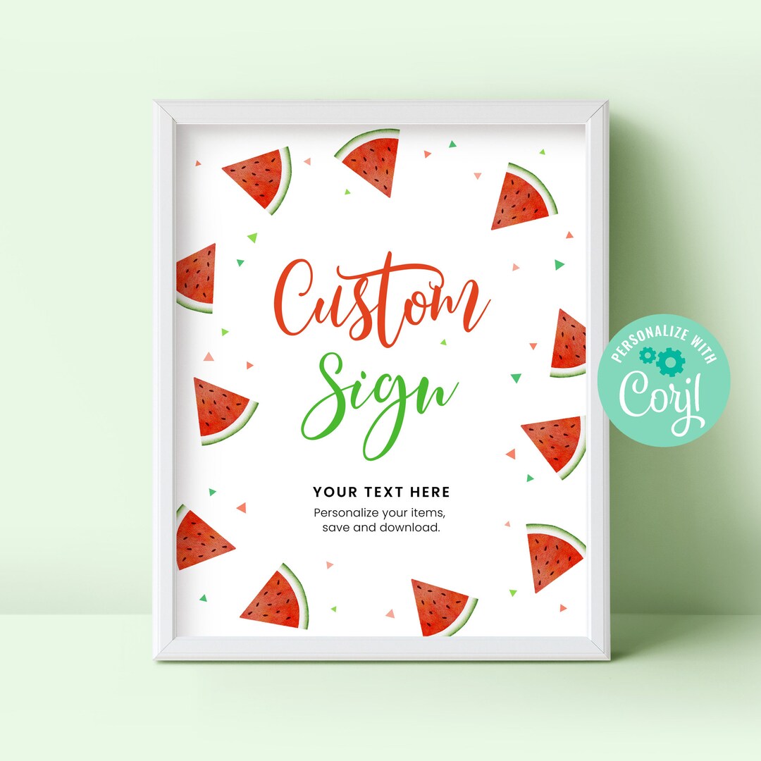 Editable Watermelon Custom Sign Template Instant Download, Printable ...