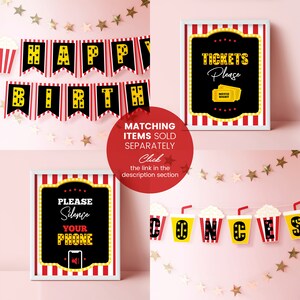 Editable Movie Night Birthday Invitation Template Instant Download, Printable Custom Movie Ticket, Backyard Movie Sleepover Party, BD001 image 10