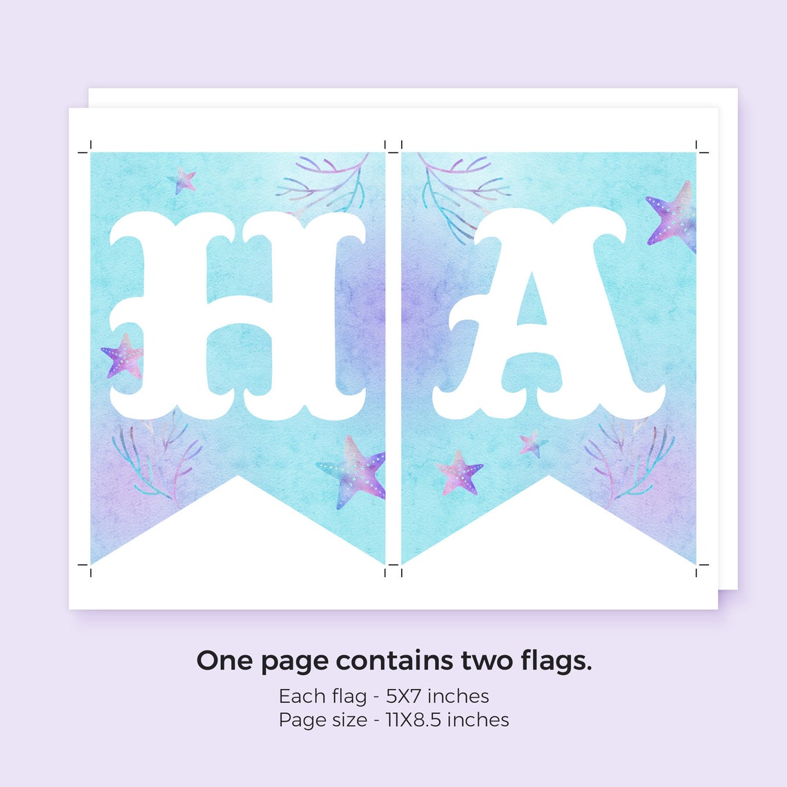 Mermaid Birthday Banner Template Instant Download Printable | Etsy