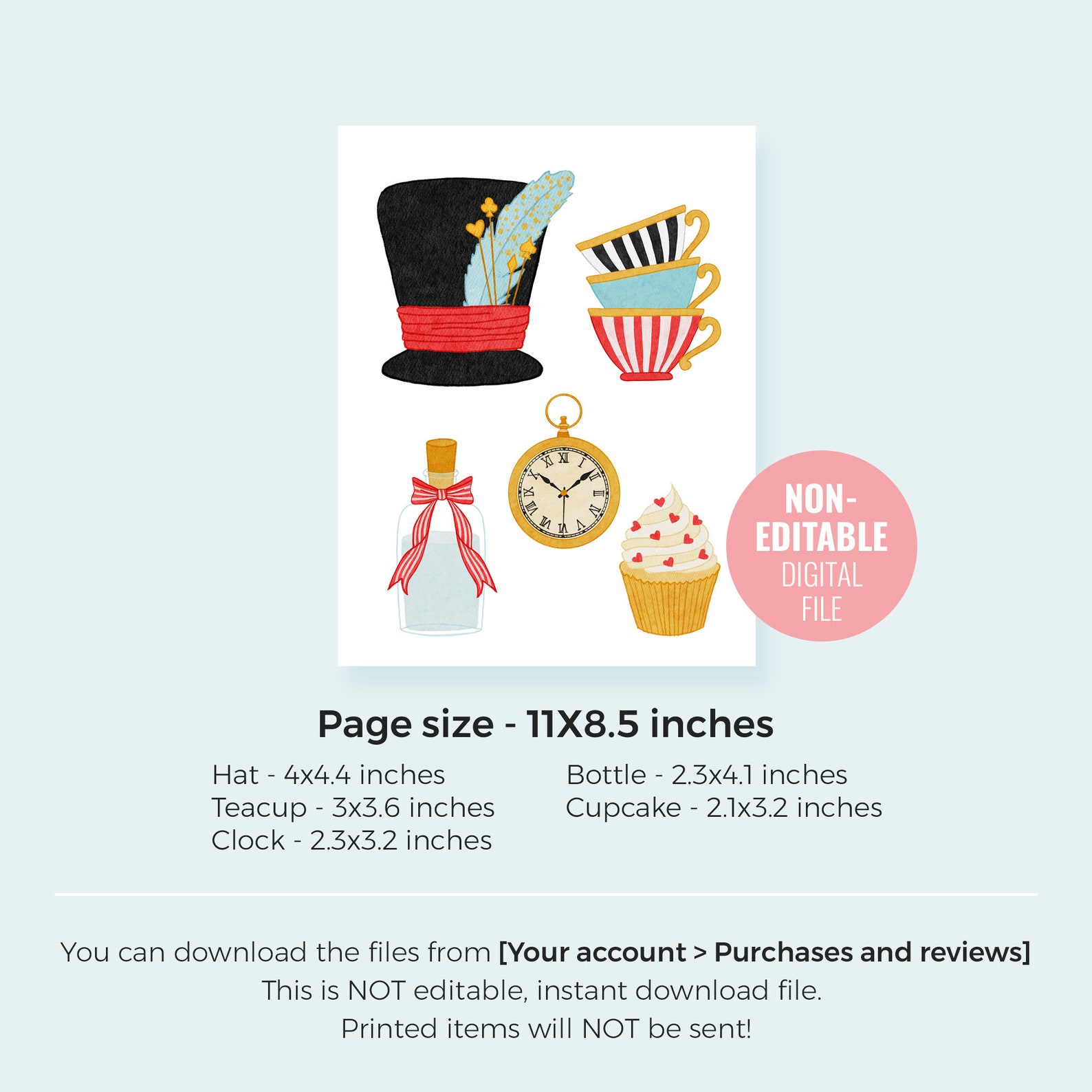Printable Alice in Wonderland Birthday Cake Topper Instant | Etsy