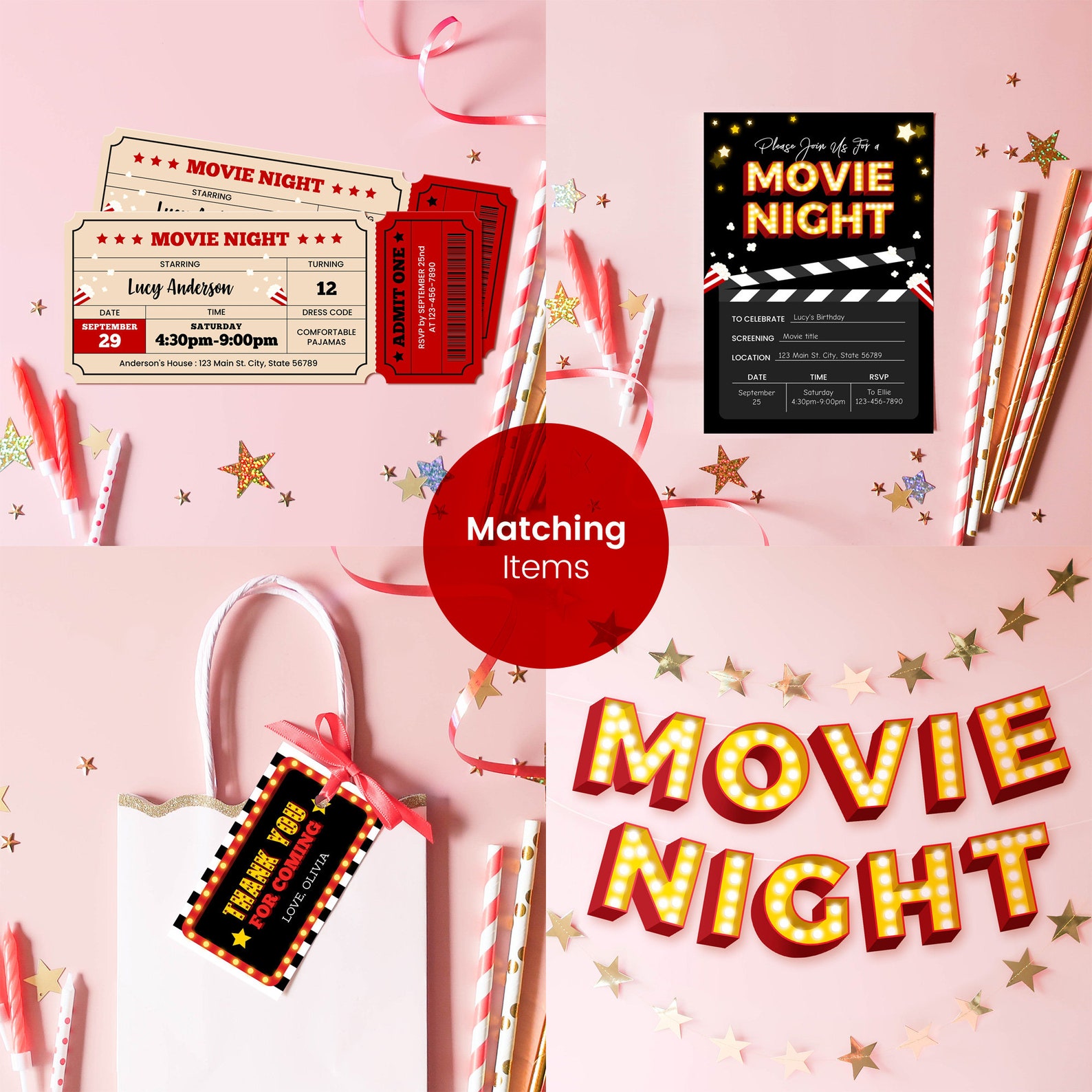 Printable Movie Night Birthday Sign Instant Download Birthday | Etsy