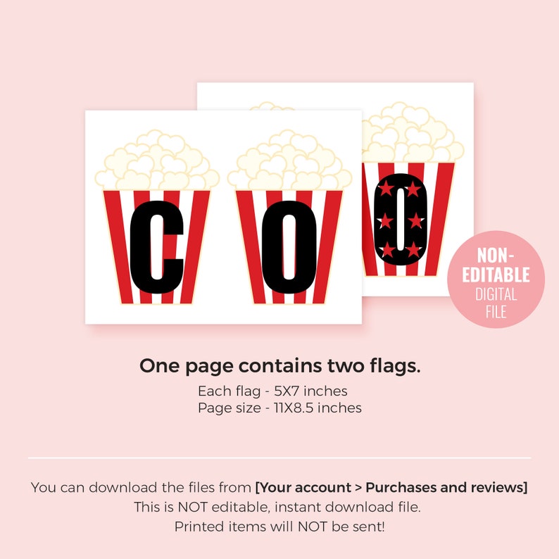Printable Movie Night Birthday Banner Instant Download Cinema - Etsy