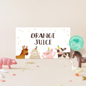 Editable Farm Animals Birthday Food Label Template Instant Download ...