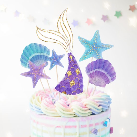 Printable Mermaid Birthday Cake Topper Instant Download Under | Etsy