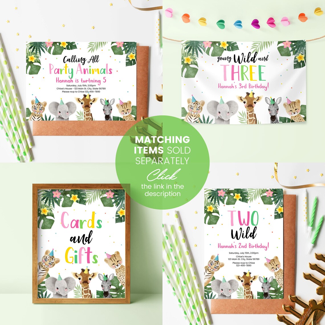 Printable Party Animals Birthday Sign Instant Download Jungle - Etsy