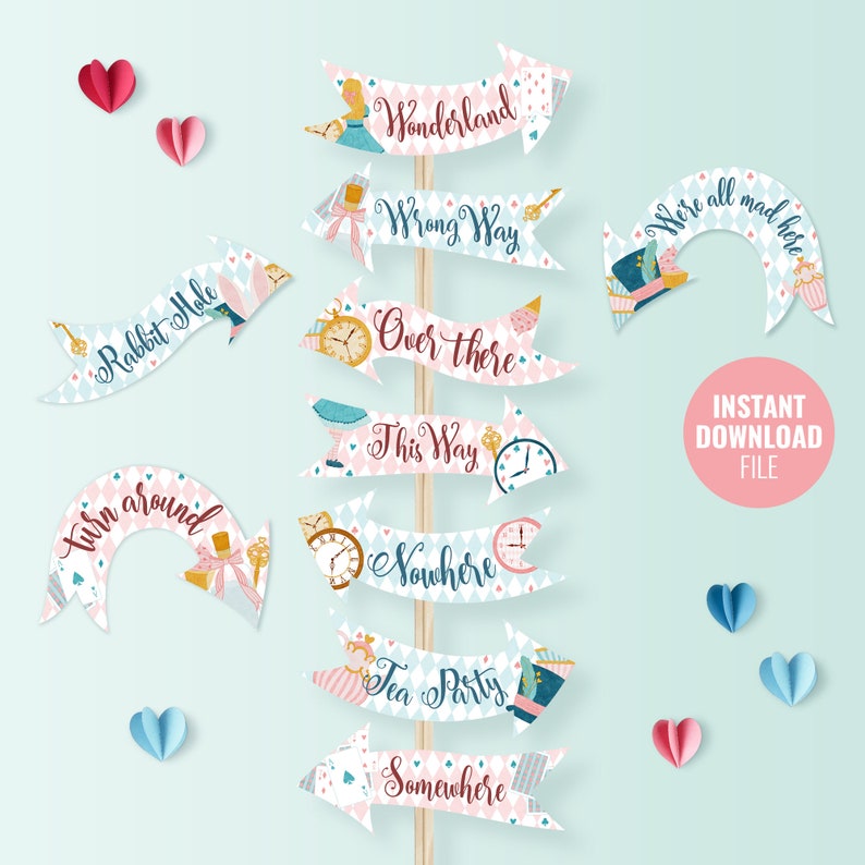 Printable Alice in Wonderland Direction Arrow Instant - Etsy