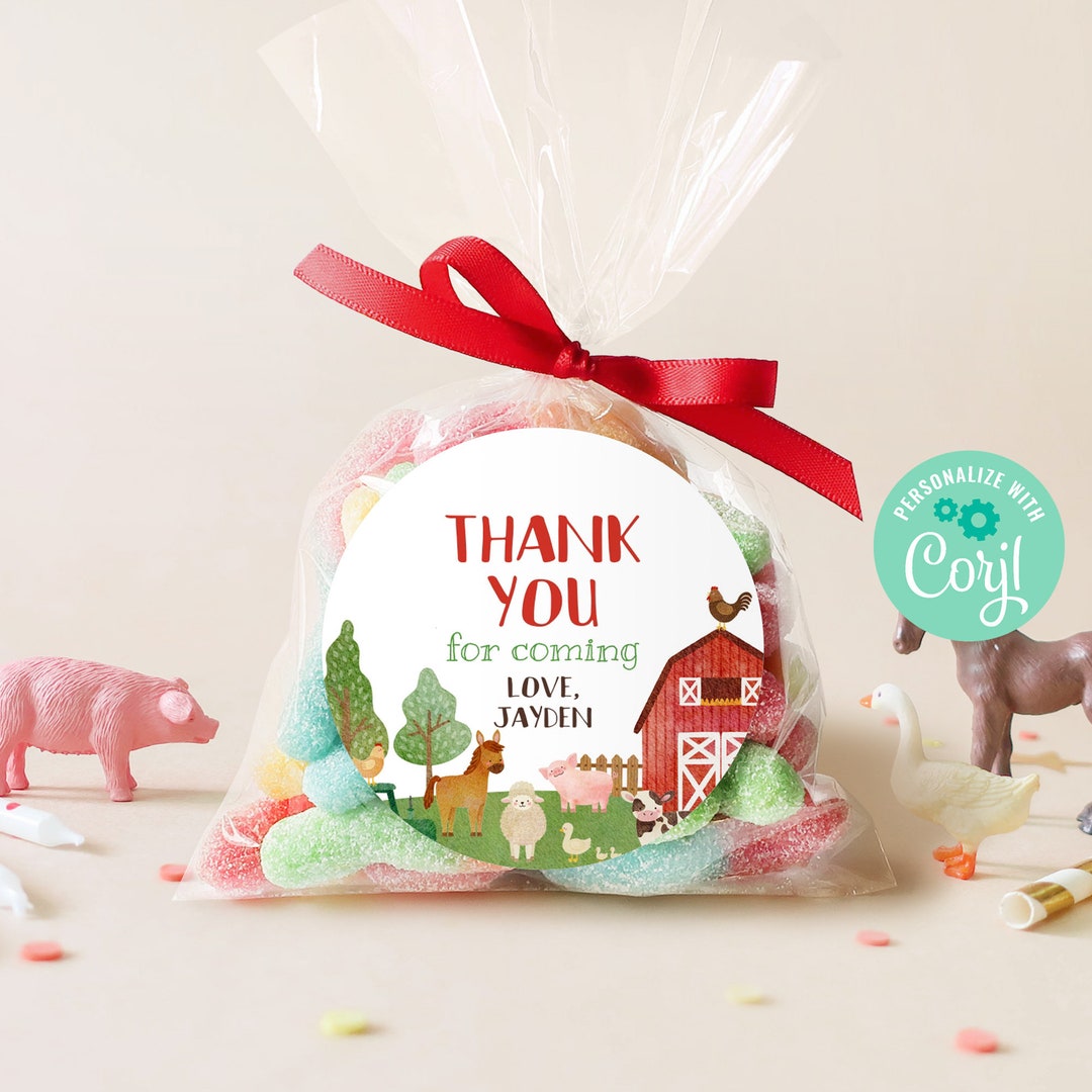 Buy Editable Farm Animals Birthday Thank You Favor Tag Template Instant ...