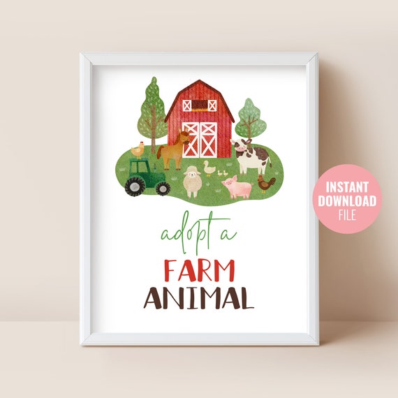 Printable Farm Animals Birthday Sign Instant Download Red - Etsy