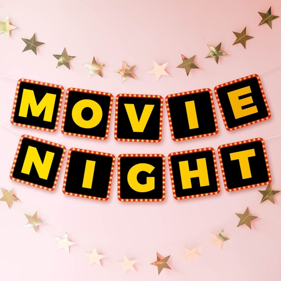 Printable Movie Night Birthday Banner Template Instant | Etsy