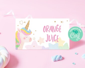 editable unicorn birthday food label template instant etsy canada