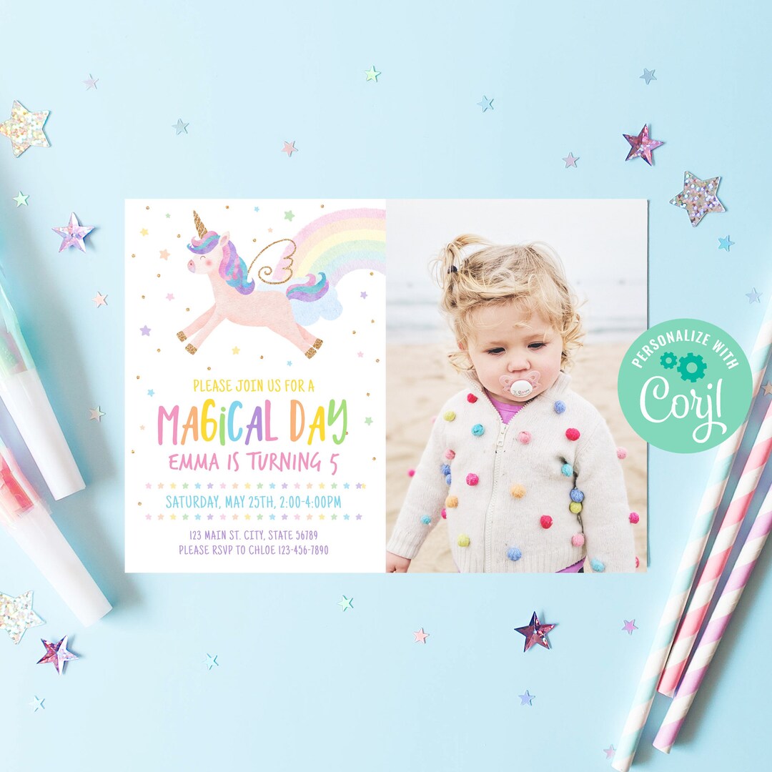 Editable Unicorn Birthday Invitation Template Instant Download ...