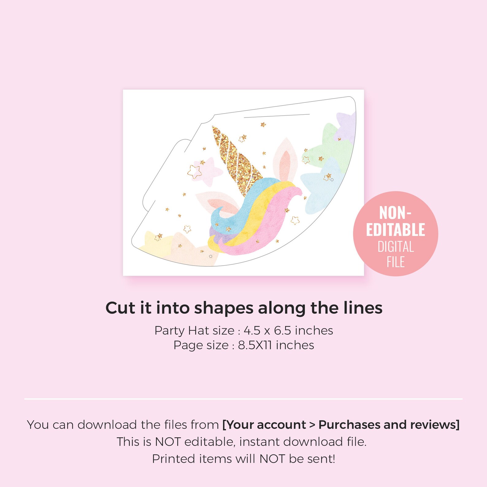 Printable Unicorn Birthday Party Hat Instant Download Magical | Etsy