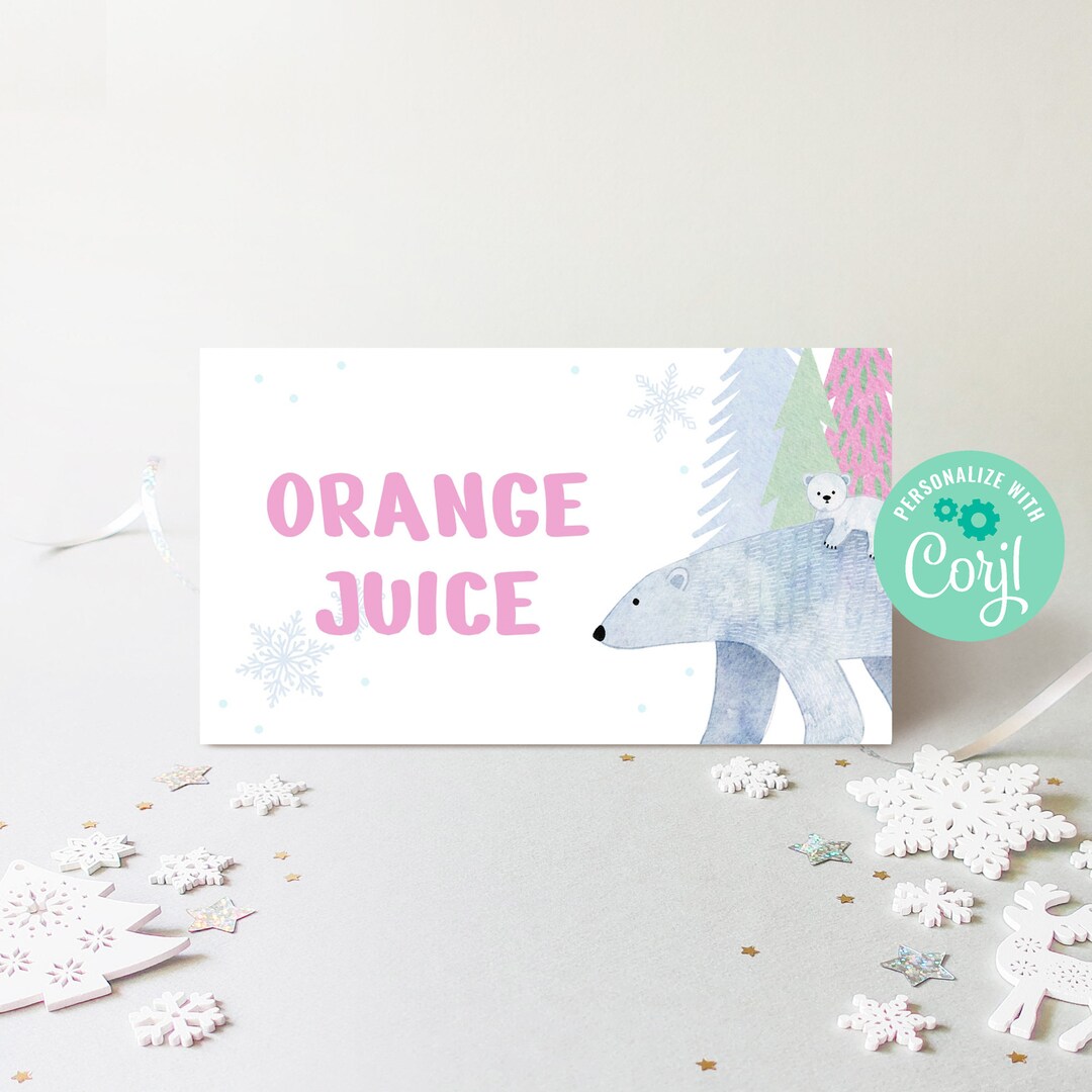 Editable Winter Wonderland Food Label, Polar Bear Winter Theme Kids ...