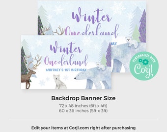 Winter Wonderland Backdrop Banner, Winder Onderland Birthday Decor,  Backdrop Banner, Winter Baby Shower, Snowflakes Backdrop, Step Repeat 