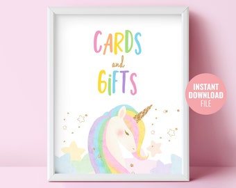 Printable Unicorn Birthday Sign Instant Download, Magical Birthday Unicorn Theme Party, Gold Glitter Horn Table Decoration Sign, BD012