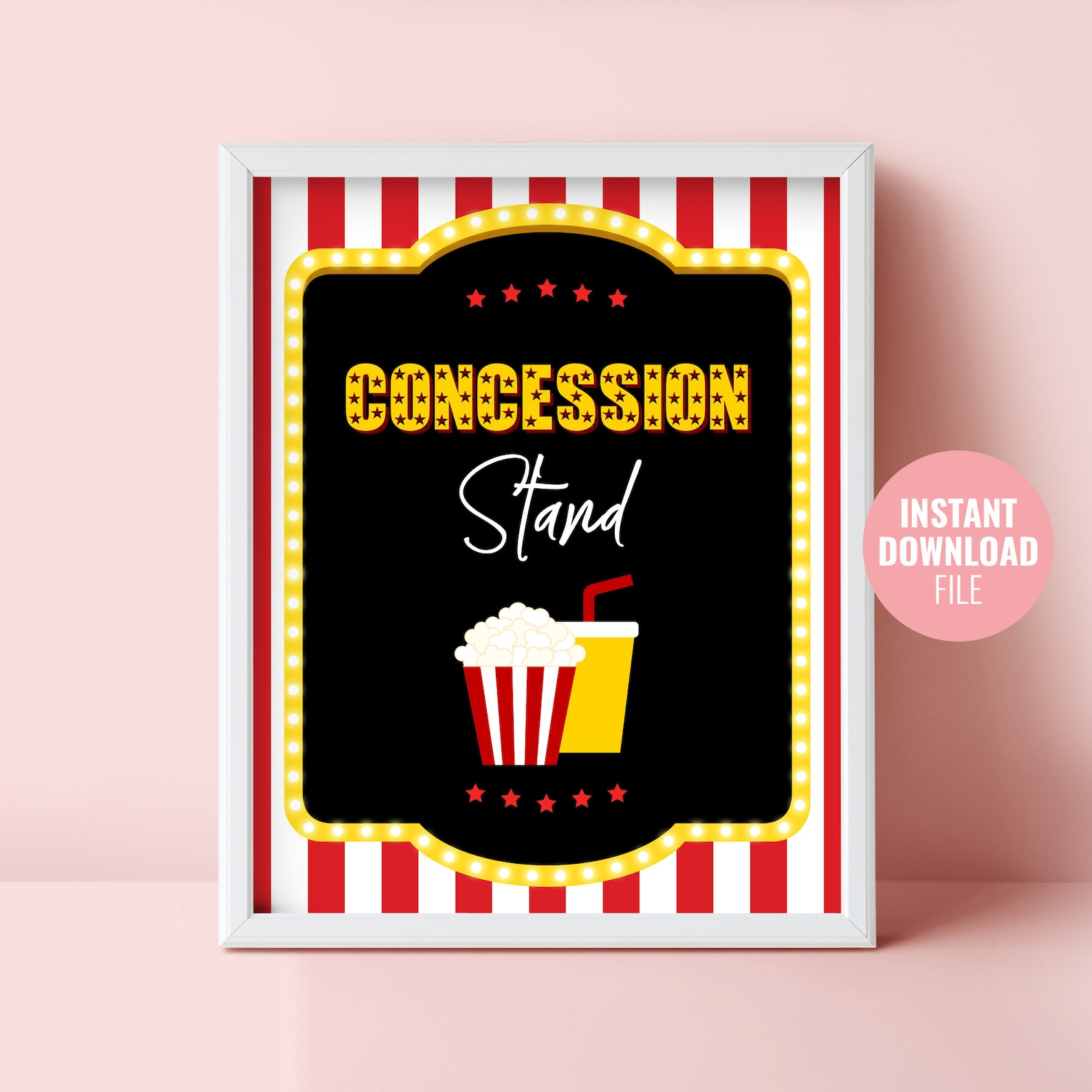Printable Movie Night Birthday Sign Instant Download Birthday Etsy