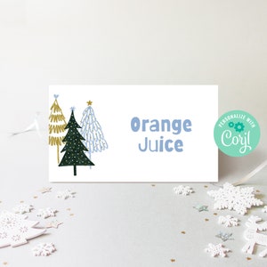 Editable Winter Wonderland Food Label, Snow Tree Digital Birthday ...