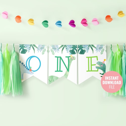Printable Dinosaur Happy Birthday Banner Template Instant - Etsy