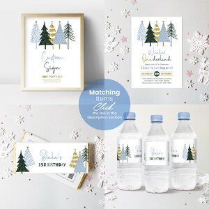 Editable Winter Wonderland Food Label, Snow Tree Digital Birthday ...