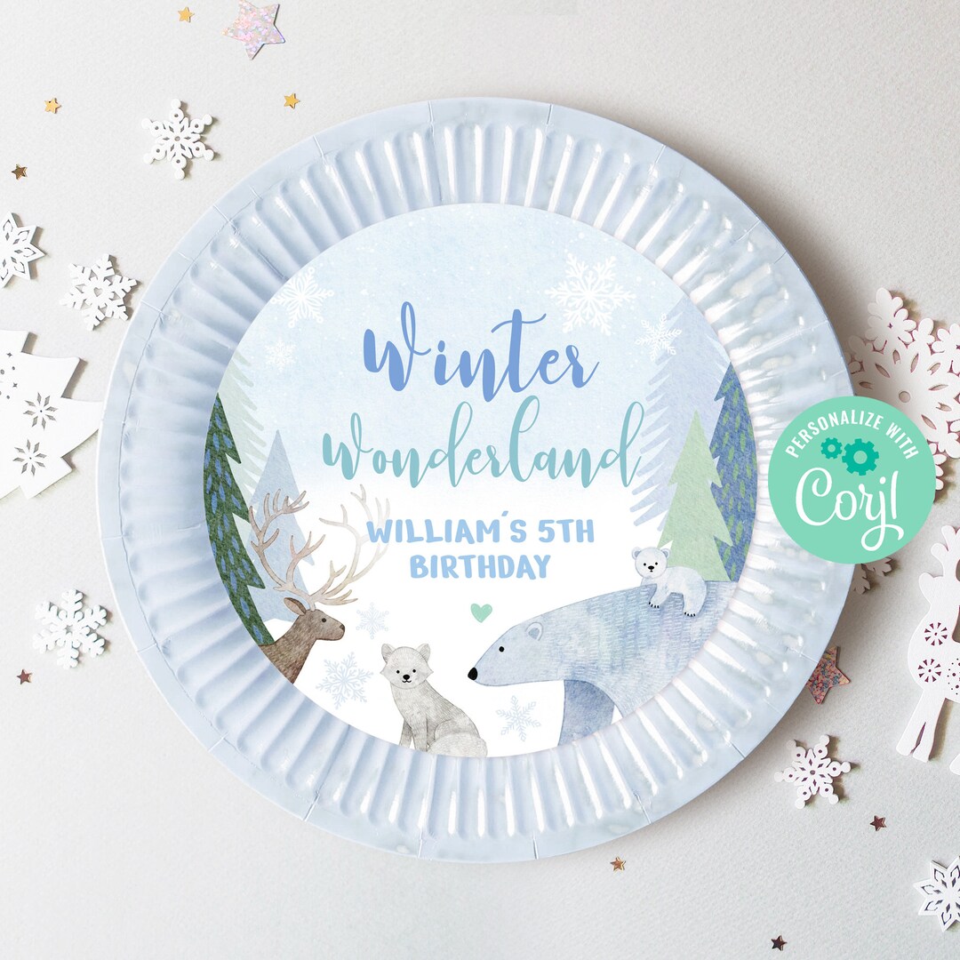 Editable Winter Wonderland Plate Label, Polar Bear Winter Theme First ...
