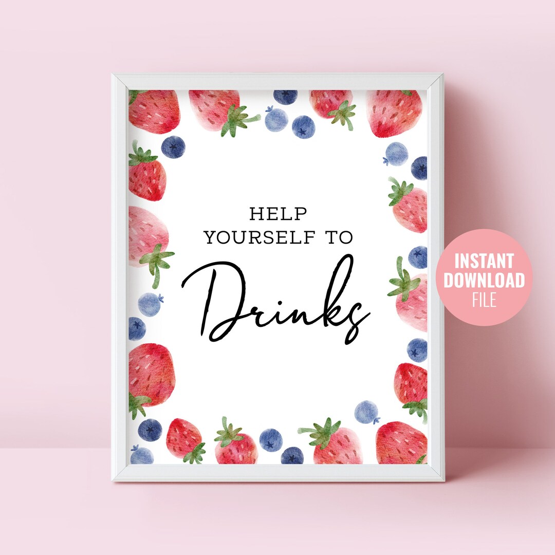 Printable Strawberry Birthday Sign, Berry First Strawberry Theme ...