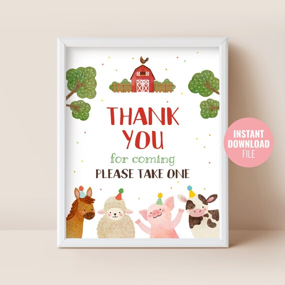 Printable Farm Animals Birthday Sign Instant Download Red - Etsy