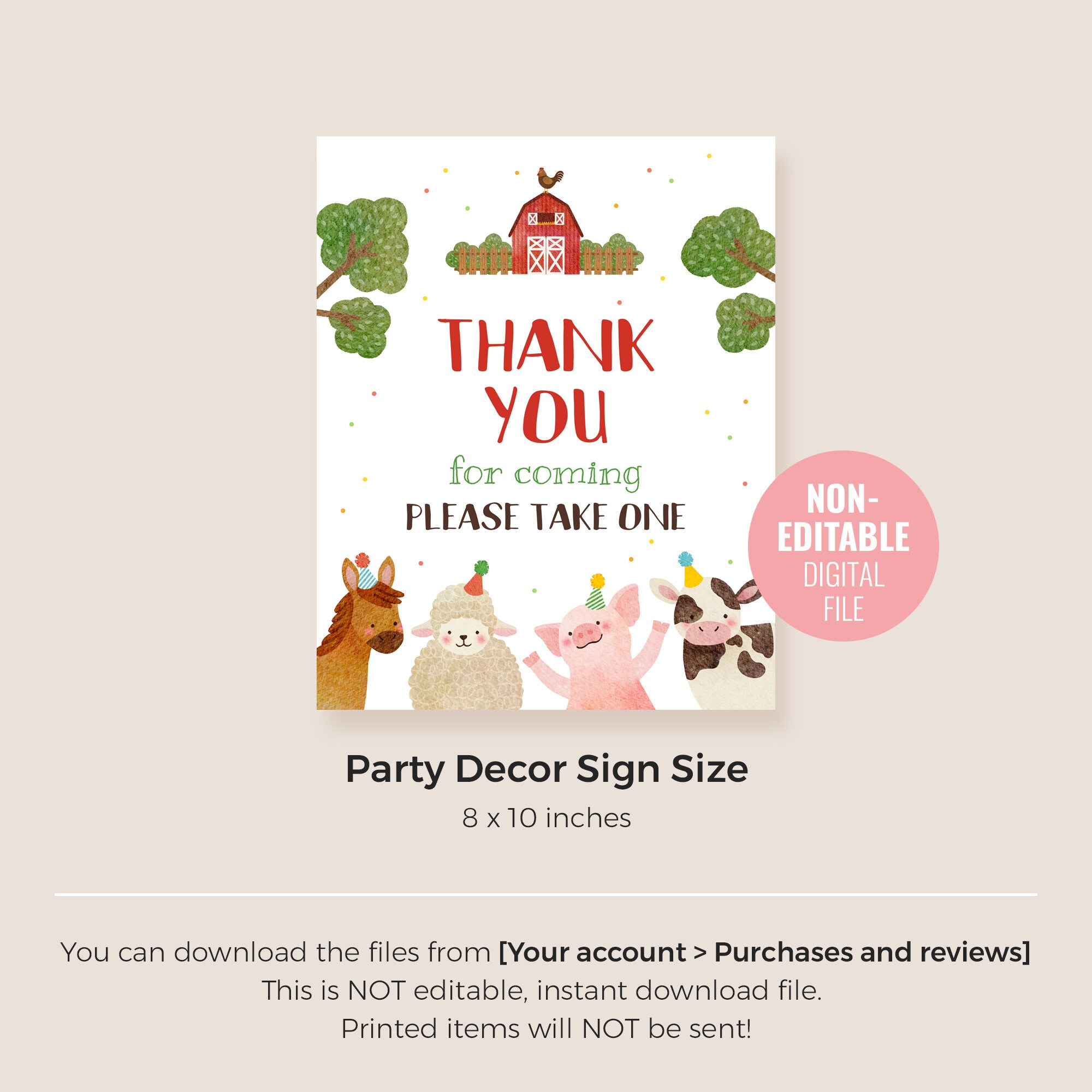 Printable Farm Animals Birthday Sign Instant Download Red - Etsy