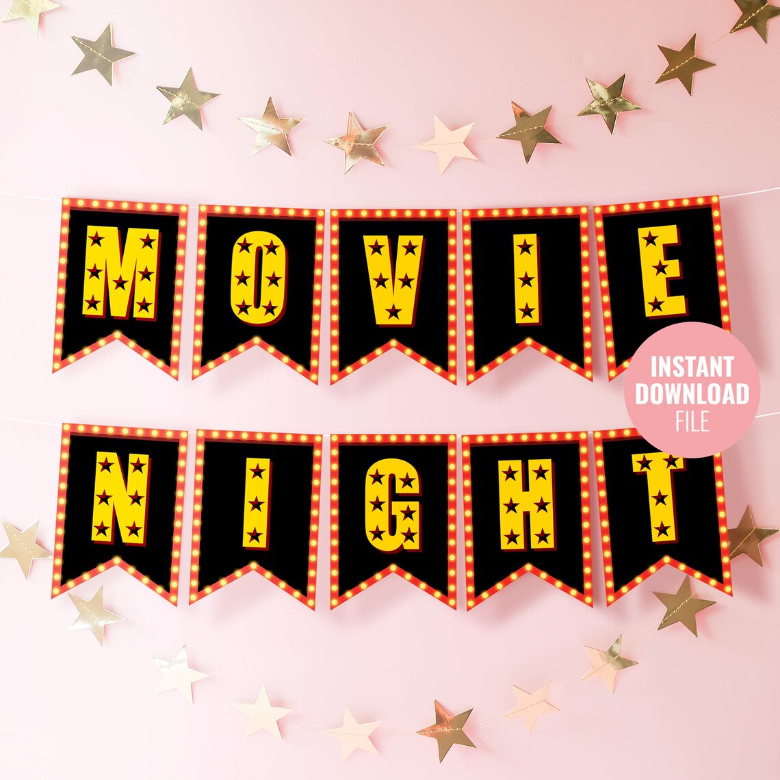 Printable Movie Night Birthday Banner Instant Download Cinema - Etsy