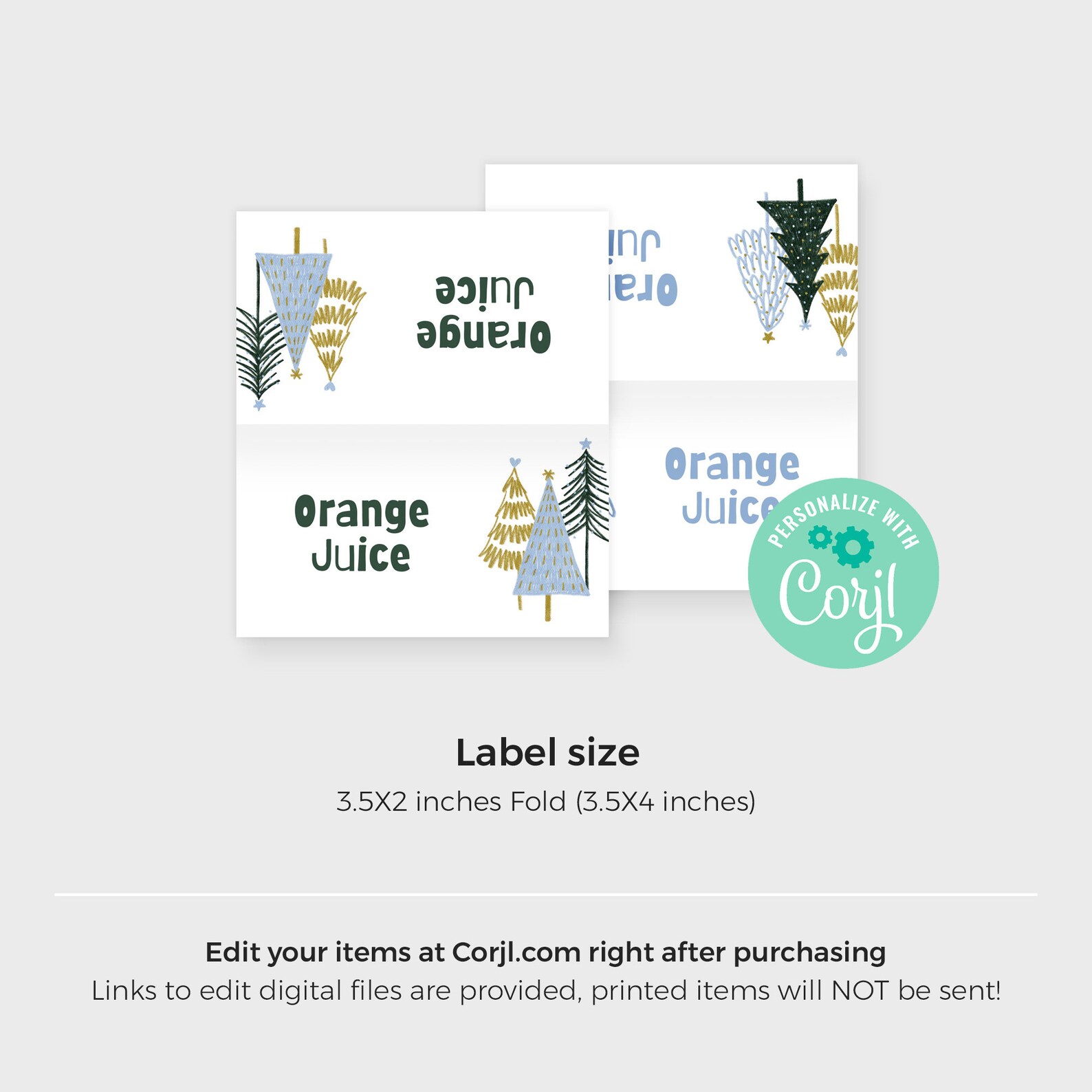 Editable Winter Wonderland Food Label Snow Tree Digital - Etsy