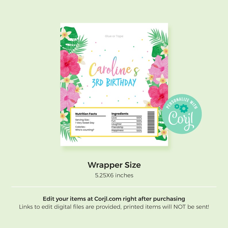 Editable Pineapple Summer Candy Bar Wrapper Template Instant - Etsy