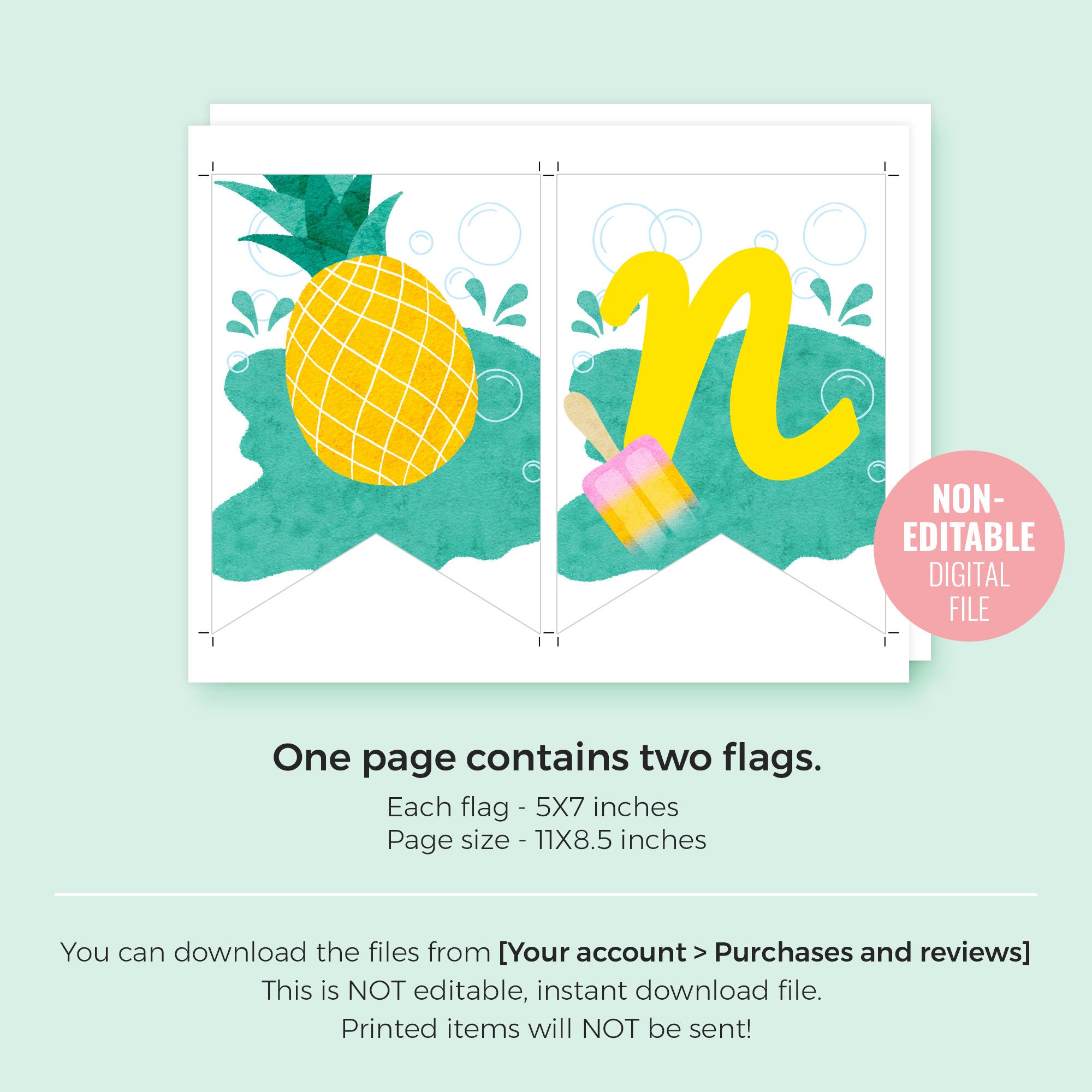 Printable Pool Party First Birthday ONE Banner Instant - Etsy