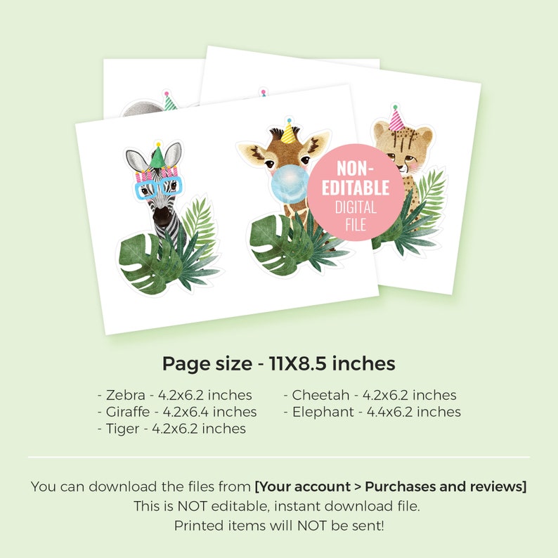 Printable Party Animals Birthday Cake Topper Instant Download - Etsy