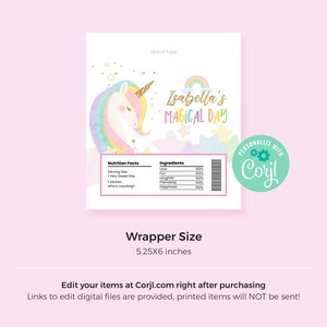 Editable Unicorn Candy Bar Wrapper Template Instant Download, Printable ...