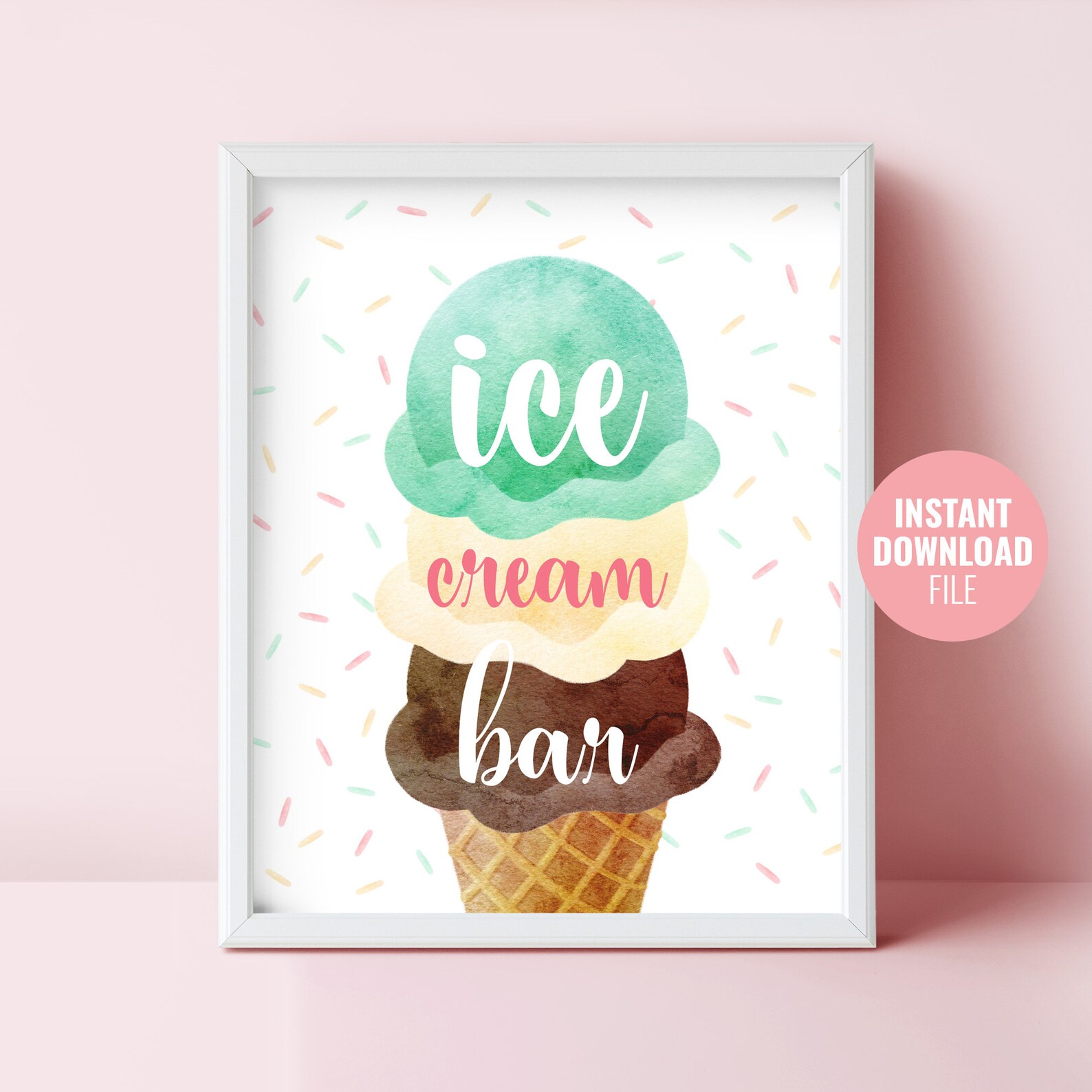 Printable Ice Cream Birthday Sign Instant Download Here's Etsy