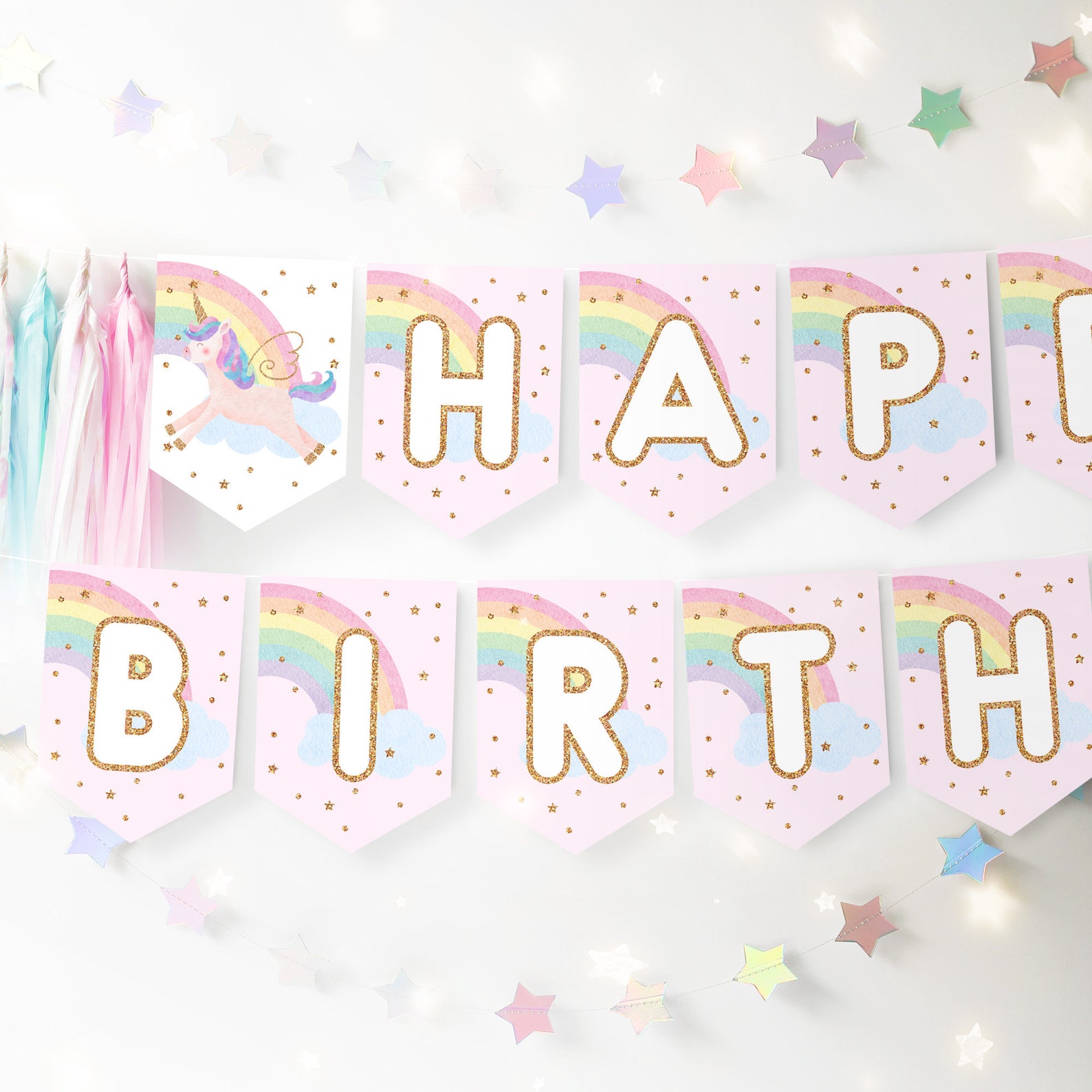 Printable Unicorn Birthday Banner Template Instant Download | Etsy