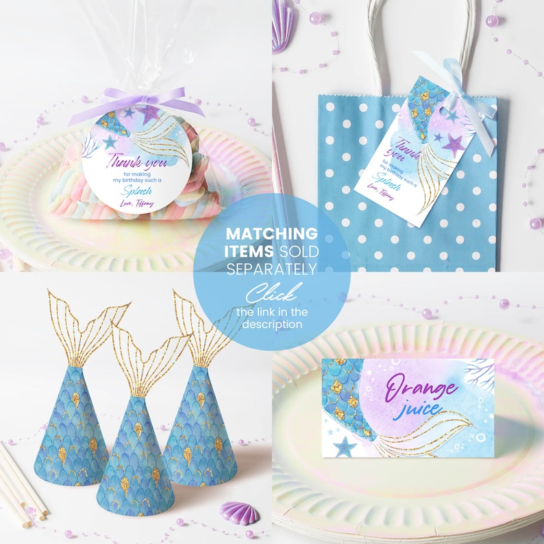 Editable Mermaid Thank You Note Template Instant Download - Etsy