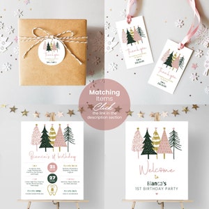 Editable Winter Wonderland Food Label, Snow Tree Digital Birthday ...