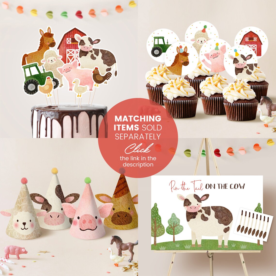 Printable Farm Animals Birthday Sign Instant Download Red - Etsy