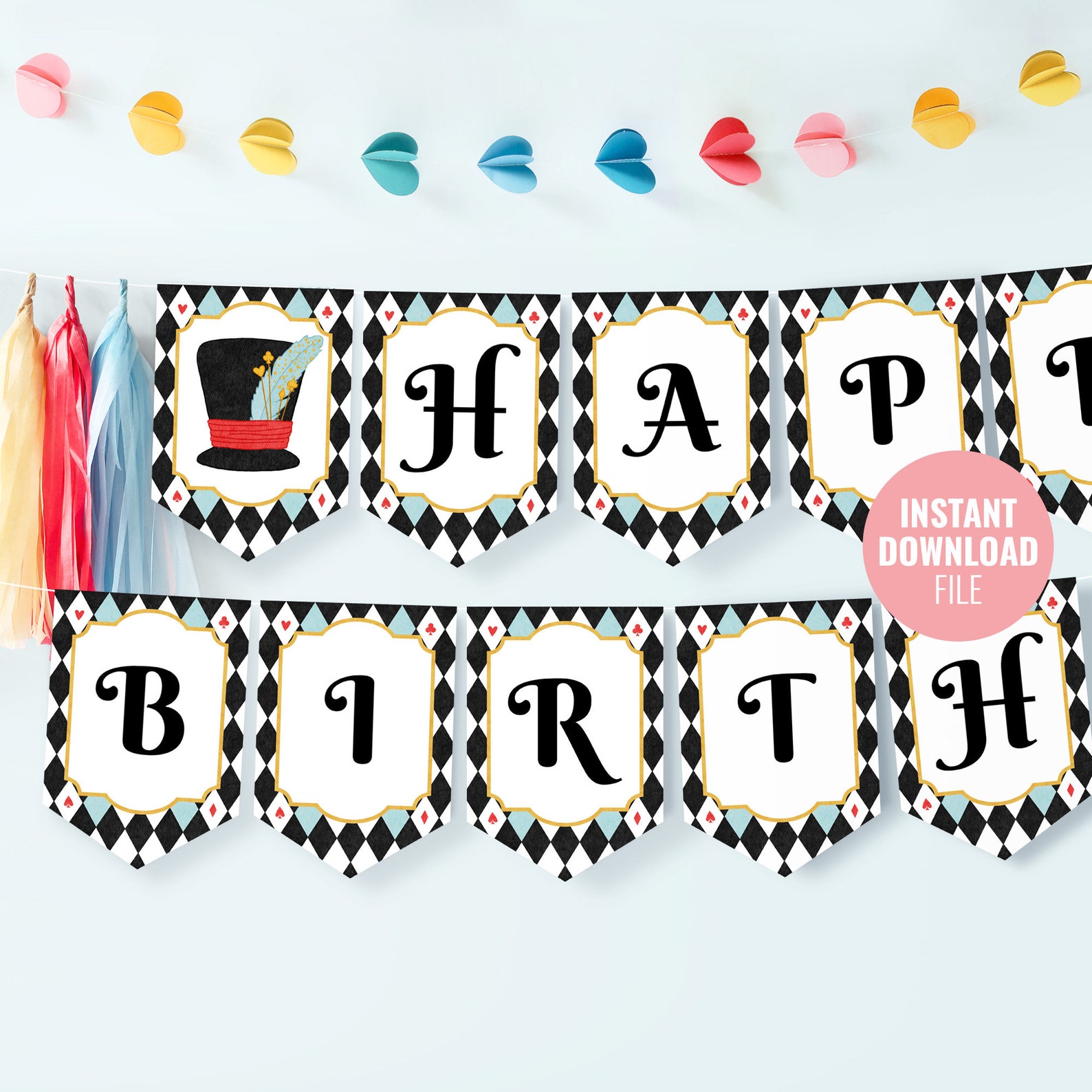 Printable Alice in Wonderland Birthday Banner Template Instant - Etsy