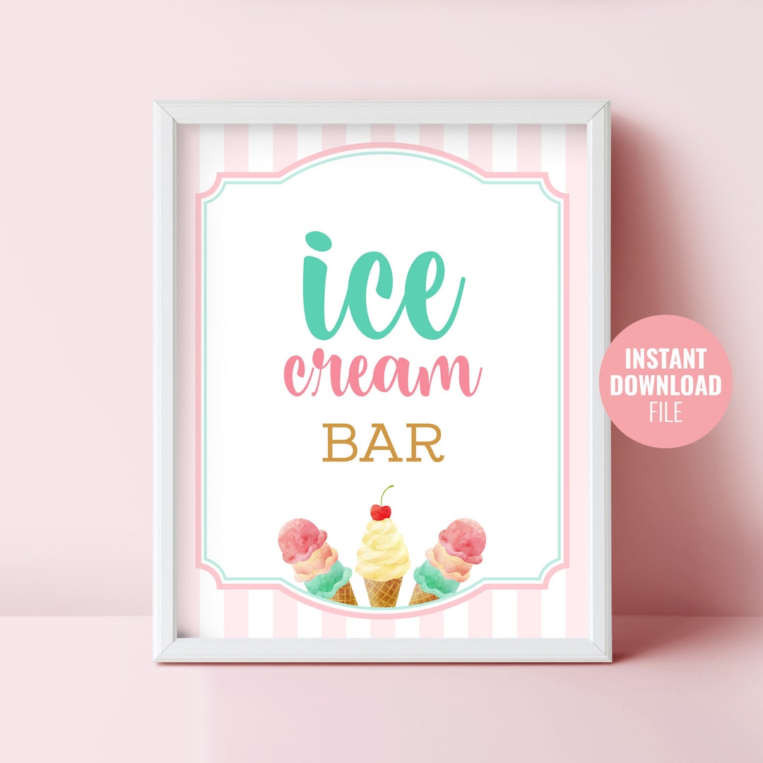 Printable Ice Cream Birthday Sign Instant Download Here's Etsy