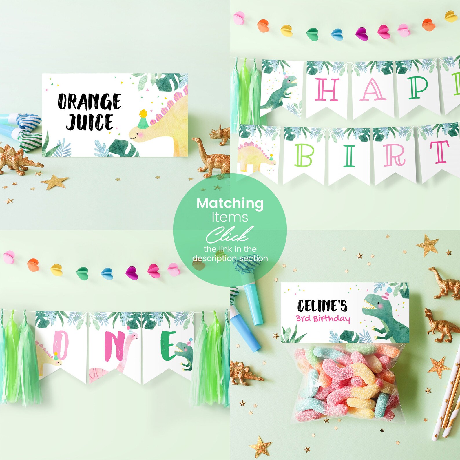 Printable Dinosaur Happy Birthday Banner Template Instant | Etsy