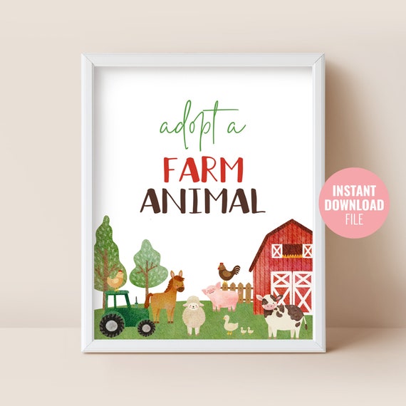 Printable Farm Animals Birthday Sign Instant Download Red - Etsy